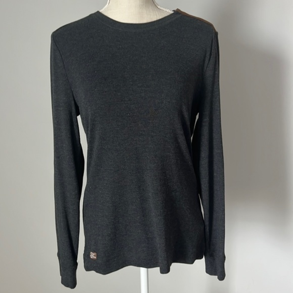 Lauren Ralph Lauren Dark Gray Long Sleeve Top Elbow Patch Size L